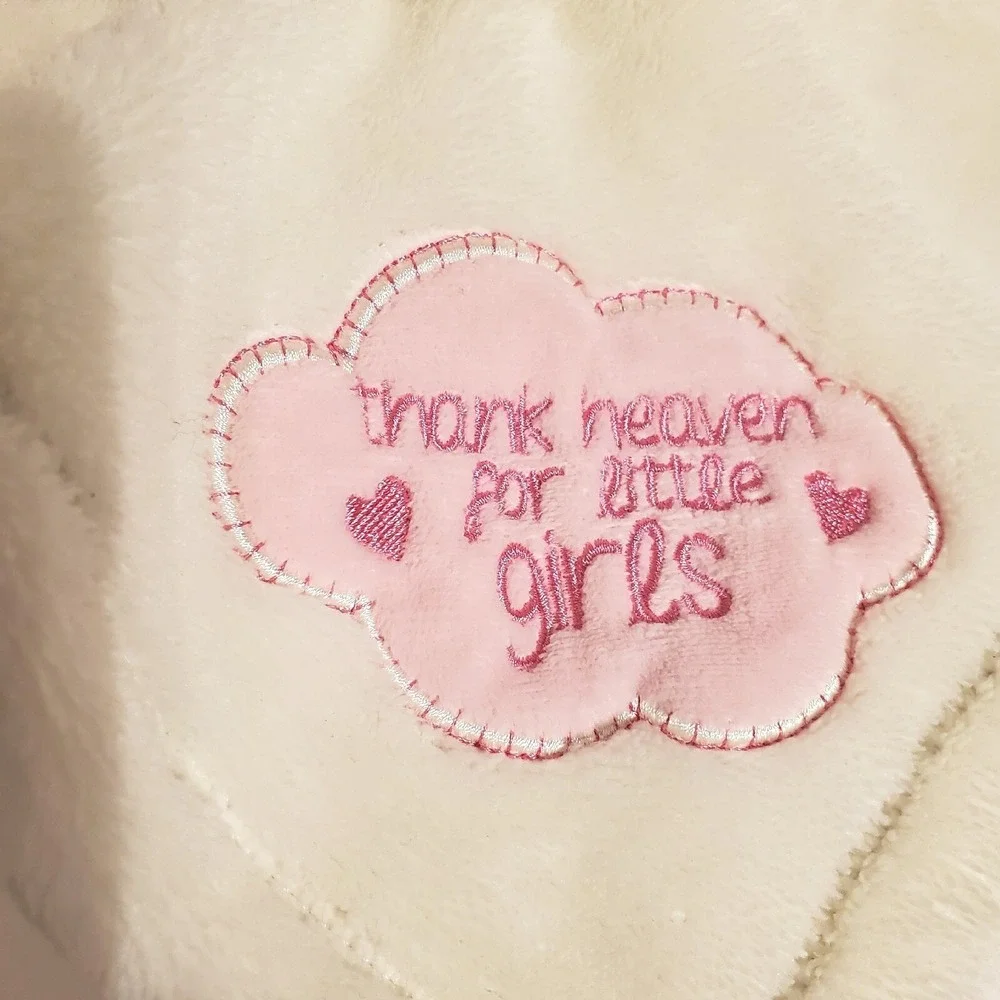 Baby Gear Lovey White Bear Pink Bow‎ Girls Fleece Baby Security Blanket  Plush